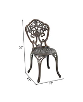 Mondawe Outdoor Dining Chairs Cast Aluminum Bistro Antique for Lawn, Porch (Set of 2)