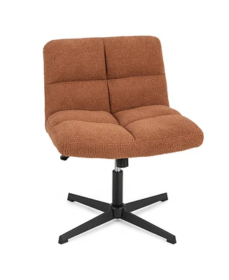 Cross Legged Office Chair Armless Desk with Imitation Lamb Fleece