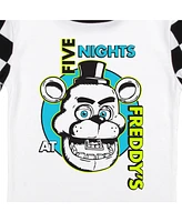 Five Nights at Freddy's Little Boys Freddy Fazbear Face Youth Black & White Checkered Short Sleeve Shirt & Sleep Pants Set