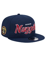 New Era Men's Navy Denver Nuggets Evergreen Script Side Patch 9FIFTY Snapback Hat