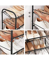 Slickblue 4-Tier Shoe Rack Storage Organizer, Hold up to 16 Pairs, Steel, for High Heels, Trainers, Slippers