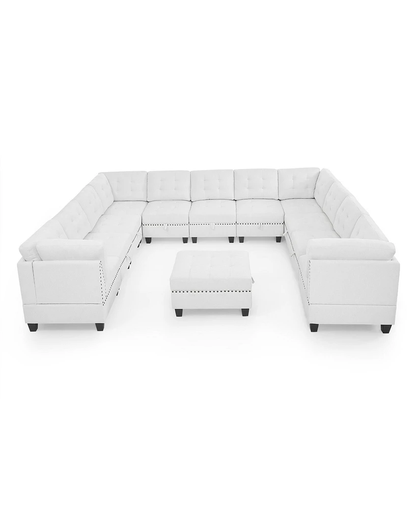 Simplie Fun Modular U-Shape Sectional Sofa Set, Ivory