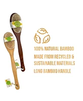 Pursonic Bath Body Brush With Long Bamboo Handle 4-Piece Family Pack