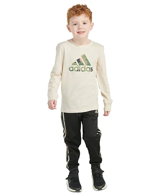 adidas Little & Toddler Boys Long-Sleeve Logo T-Shirt Jogger Pants, 2 Piece Set