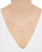 Swiss Blue Topaz (2 ct. t.w.) & Diamond (1/20 ct. t.w.) Pear & Swirl 18" Pendant Necklace in 14k White Gold