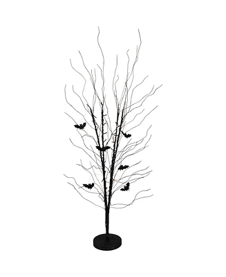 Northlight 50" Led Lighted Black Halloween Branch Tree with Bats Warm White Lights