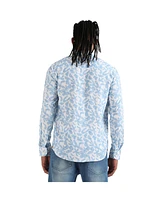 Campus Sutra Men's EcoLiva White & Blue Water Strokes Shirt