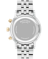 Movado Men's Museum Classic Swiss Quartz Chrono Two Tone Stainless Steel and Light Yellow Pvd Watch 42mm - Two