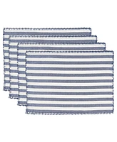 Saro Lifestyle Classic Striped Whipstitch Pom Placemat Set of 4,14"x20"