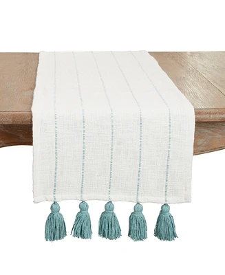 Saro Lifestyle Tassel Fantasy Stripe Table Runner, 16"x72"