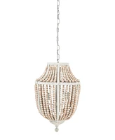 Storied Home Metal and Draped Wood Bead Chandelier Natural