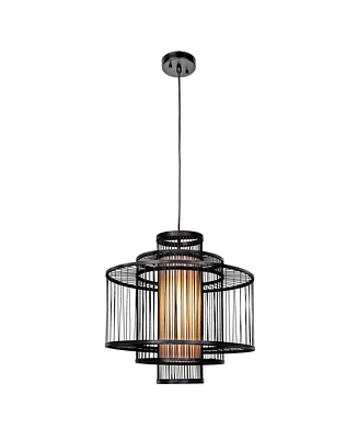 Storied Home Boho Tiered Chandelier Black