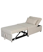 Streamdale Furniture Folding Ottoman Sofa Bed Beige