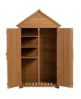 Wooden Outdoor Storage Cabinet with Shelves and Latch