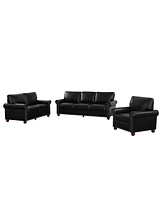 Living Room Sofa With Storage Sofa 1+2+3 Sectional Black Faux Leather