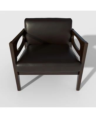 Simplie Fun Mid-Century Pu Leather Armchair in Espresso