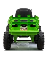 Streamdale Furniture 12V Kids Ride On Tractor with Trailer, Battery Operated Toy Car