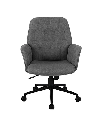 Simplie Fun Modern Upholstered Tufted Office Chair With Arms, Grey