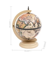Tabletop Globe Bar Wine Stand Eucalyptus Wood White