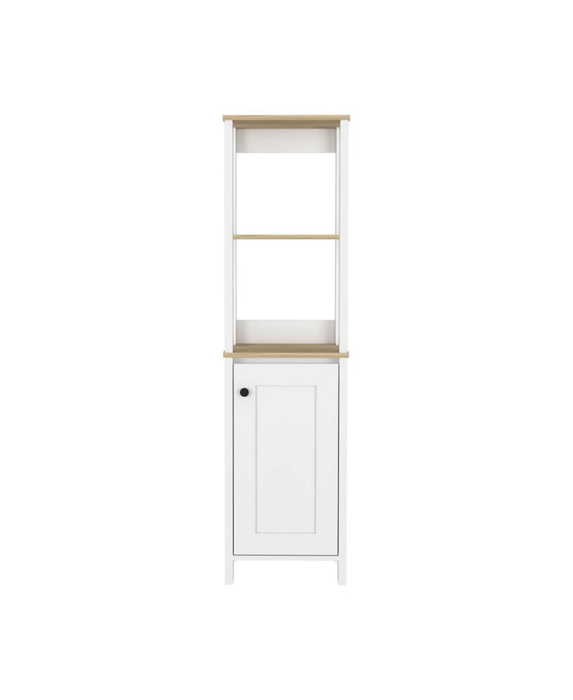 Simplie Fun Hanover 4-Shelf Linen Cabinet Light Oak And White