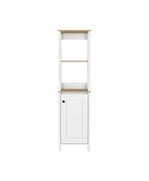 Simplie Fun Hanover 4-Shelf Linen Cabinet Light Oak And White