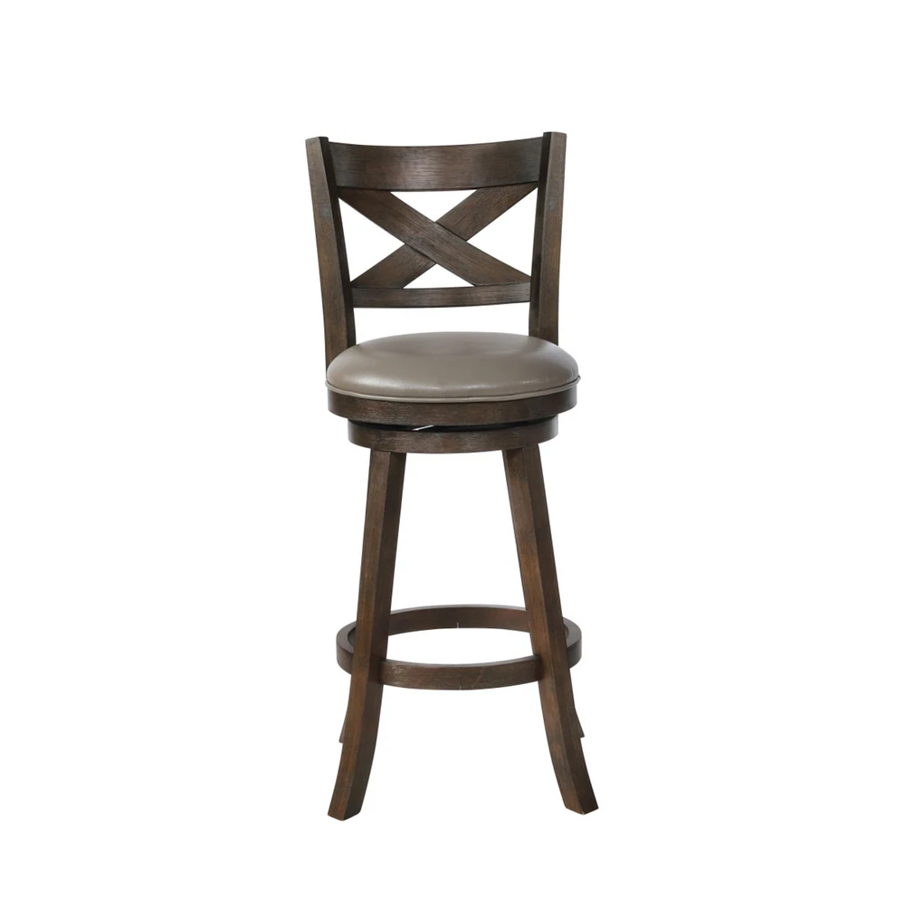 Simplie Fun Elegant Swivel Barstool in Rustic Gray Faux Leather 2 Piece