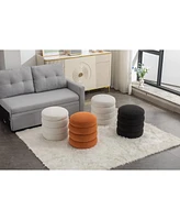 Simplie Fun Soft Velvet Round Ottoman Footrest Stool, Orange