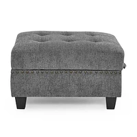 Modular L-Shaped Sectional Sofa Set, Grey Chenille