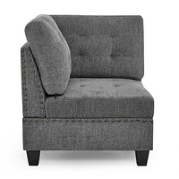 Modular L-Shaped Sectional Sofa Set, Grey Chenille