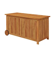 vidaXL Patio Storage Box with Wheels 44.5"x19.7"x22.8" Solid Wood Acacia