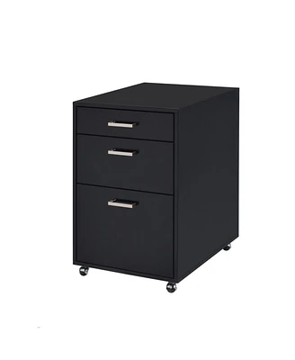 Simplie Fun Coleen File Cabinet, Black High Gloss & Chrome