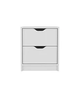 Simplie Fun Basilea 2 Drawers Nightstand, Pull Out System - White