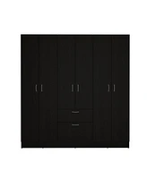 Simplie Fun Davenport 1-Drawer Rectangle 6-Door Armoire Black Wenge And White