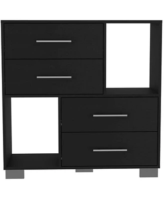 Simplie Fun Krista Dresser, Two Open Shelves, Four Drawers