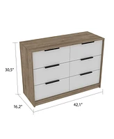 Longhill 6-Drawer Rectangle Dresser Pine