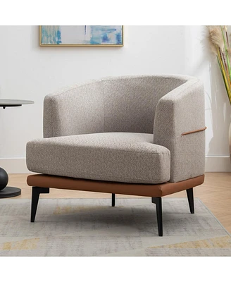 Streamdale Furniture Modern Twotone Barrel Fabric Chair, Upholstered Round Armchair For Living Room Bedroom Reading