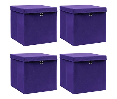 vidaXL Storage Boxes with Lids 4 pcs Purple 12.6"x12.6"x12.6" Fabric