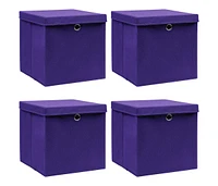 vidaXL Storage Boxes with Lids 4 pcs Purple 12.6"x12.6"x12.6" Fabric
