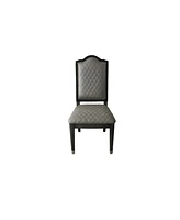 Simplie Fun House Beatrice Side Chair, Two Tone Beige Fabric & Charcoal Finish