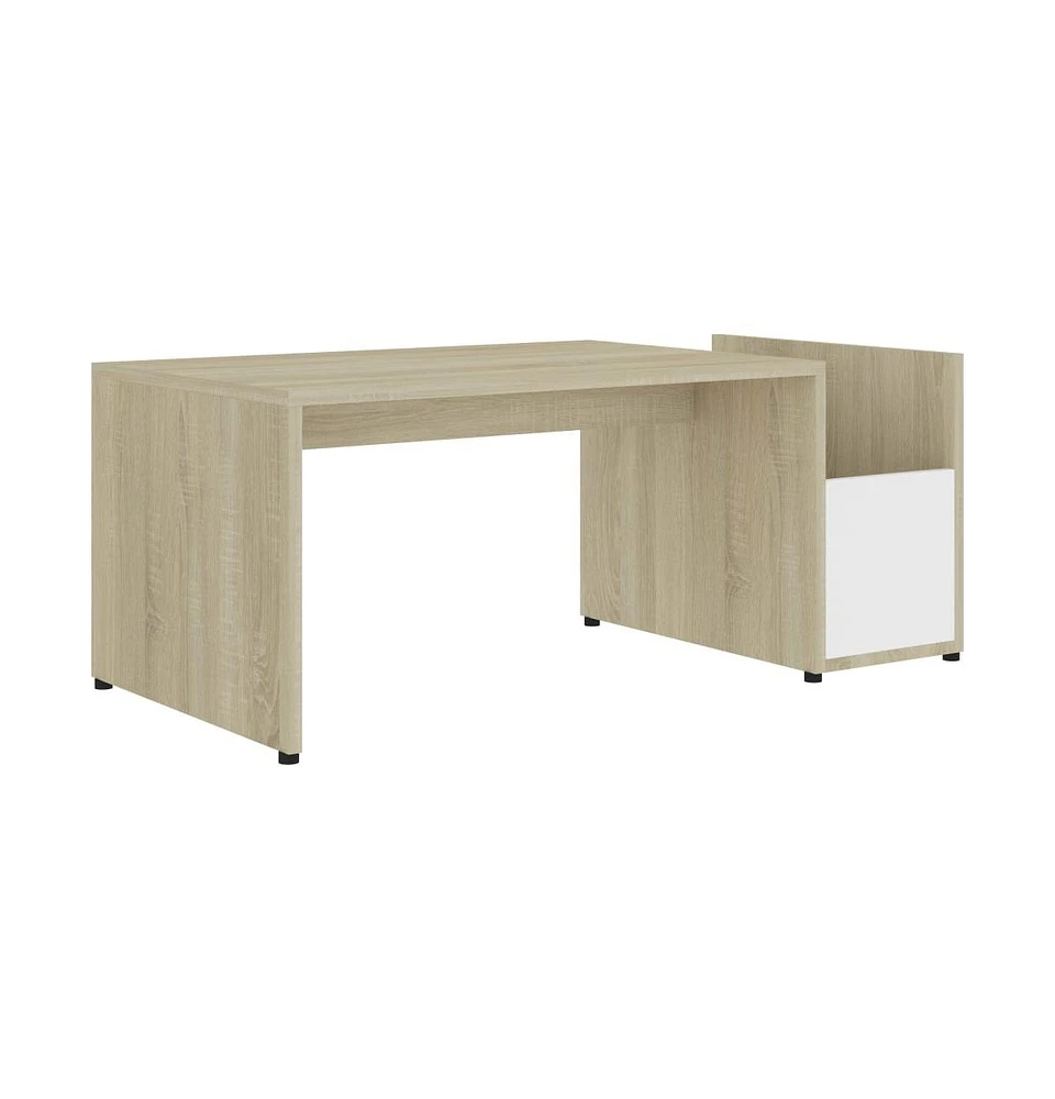 vidaXL Coffee Table White and Sonoma Oak 35.4"x17.7"x13.8" Engineered Wood