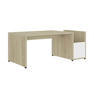 vidaXL Coffee Table White and Sonoma Oak 35.4"x17.7"x13.8" Engineered Wood