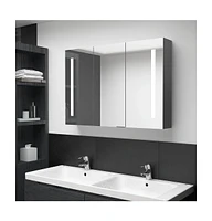 vidaXL Led Bathroom Mirror Cabinet 35"x5.5"x24.4" Gray