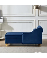 Streamdale Furniture Modern Upholstery Chaise Lounge Chair With Storage Velvet (Navy Blue)