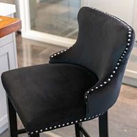 Set of 8 Contemporary Velvet Wing-Back Barstools