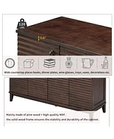 Streamdale Furniture Large Espresso Sideboard with Adjustable Shelves & Metal Handles