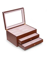 Bey-Berk Cherry Wood 18 Sunglass Storage Box