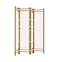 vidaXL Folding 4-Panel Room Divider 63" Bamboo and Canvas