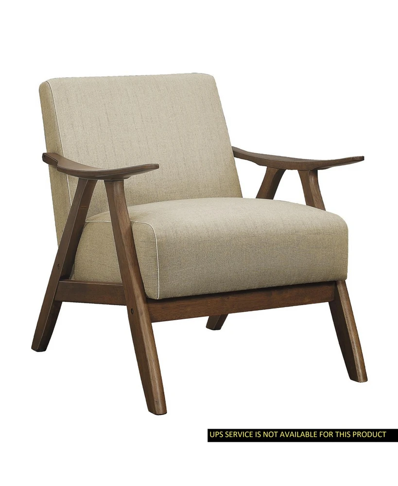 Simplie Fun Light Brown Fabric Accent Chair with Walnut Finish