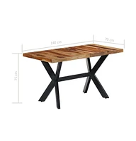 vidaXL Dining Table 55.1"x27.6"x29.5" Solid Sheesham Wood