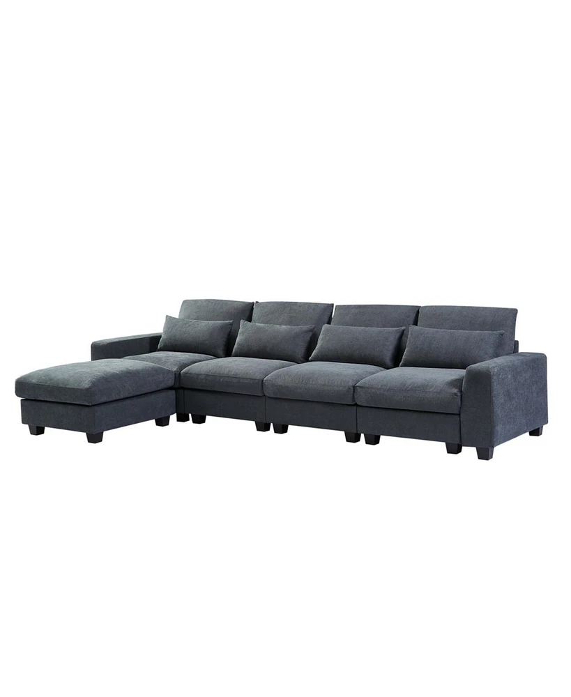 Streamdale Furniture Modern Large L-Shaped Feather Filled Sectional Sofa, Convertible Sofa Couch With Reversible Chaise